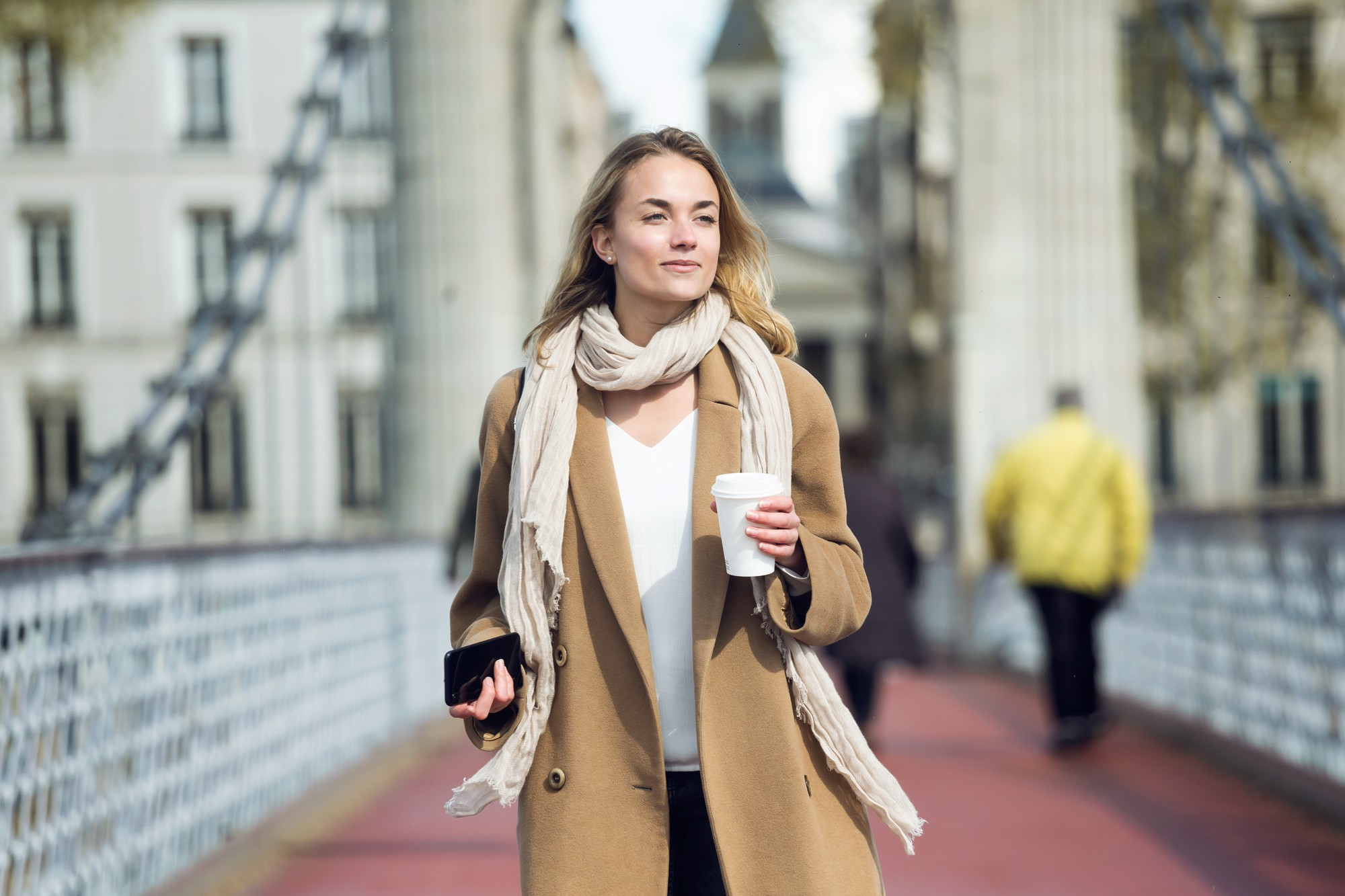 Female walking in city