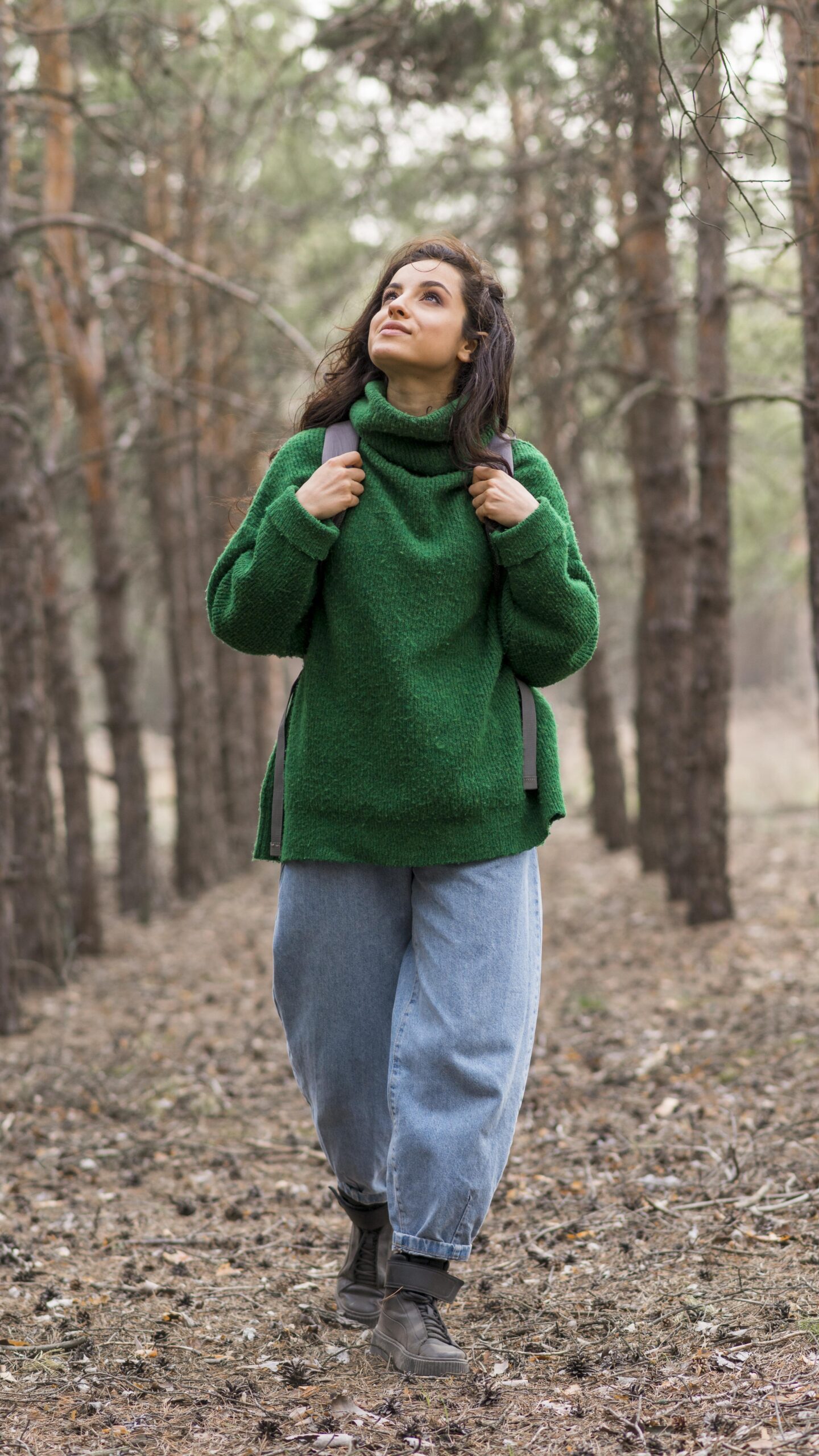 Woman with backpack nature